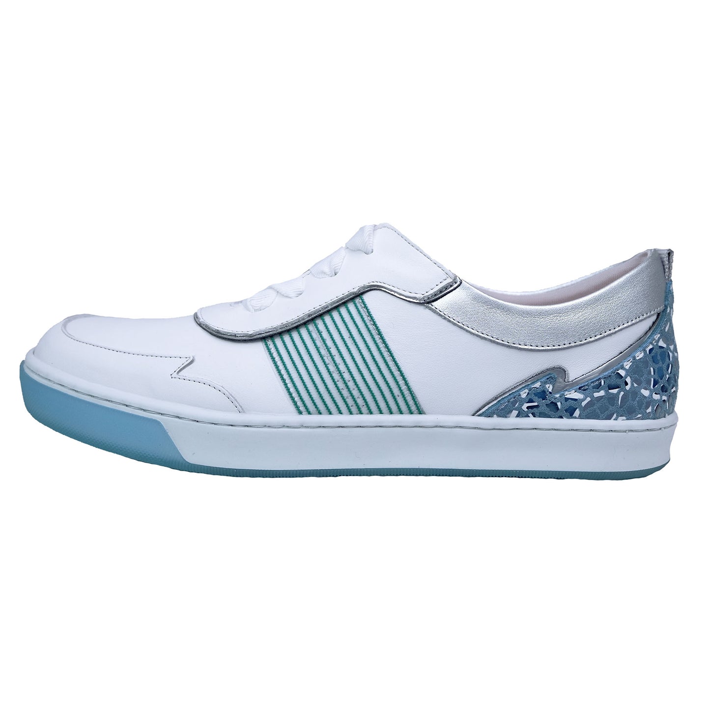 Dorking Carol: Zapatillas Planas Mujer Blanco/Azul Piel D8726 – Estilo y Confort