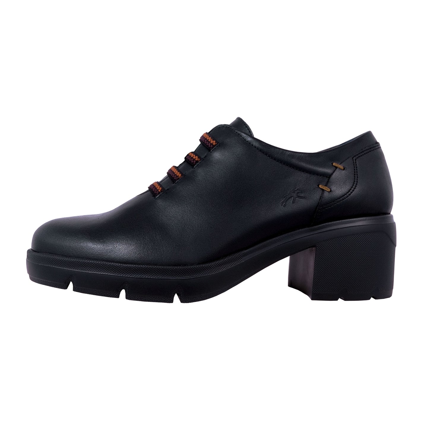 Fluchos Fugaz: Women's Black Leather Heeled Shoes F2115