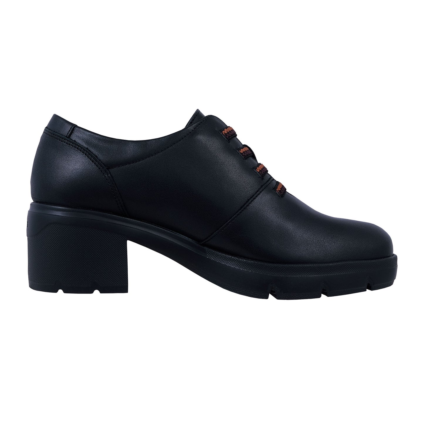 Fluchos Fugaz: Women's Black Leather Heeled Shoes F2115