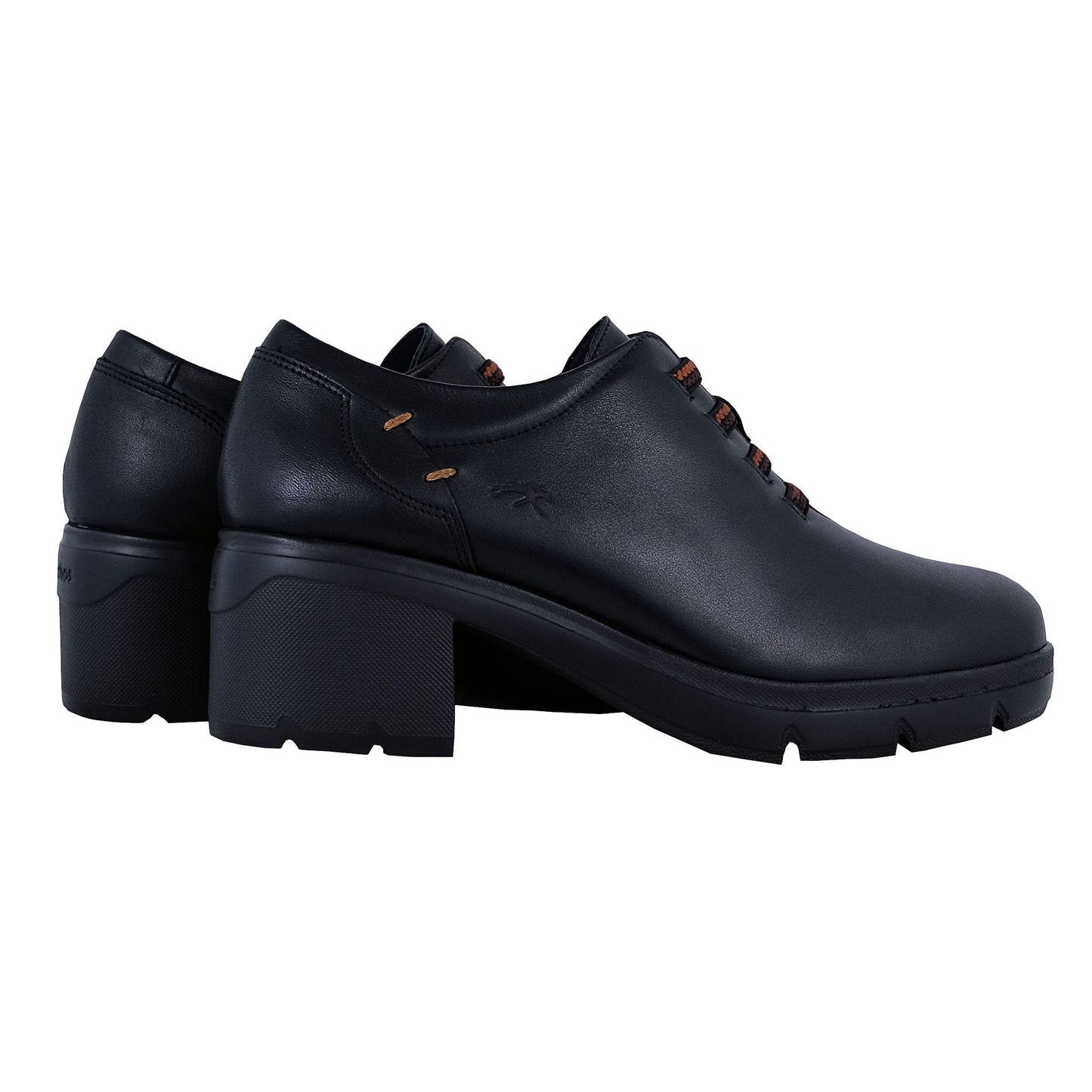 Fluchos Fugaz: Women's Black Leather Heeled Shoes F2115