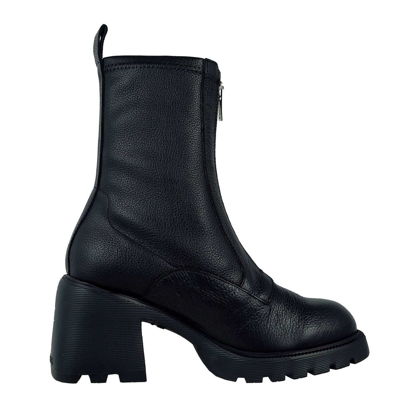 Wonders: Women's Black Leather Block Heel Boots G-6701