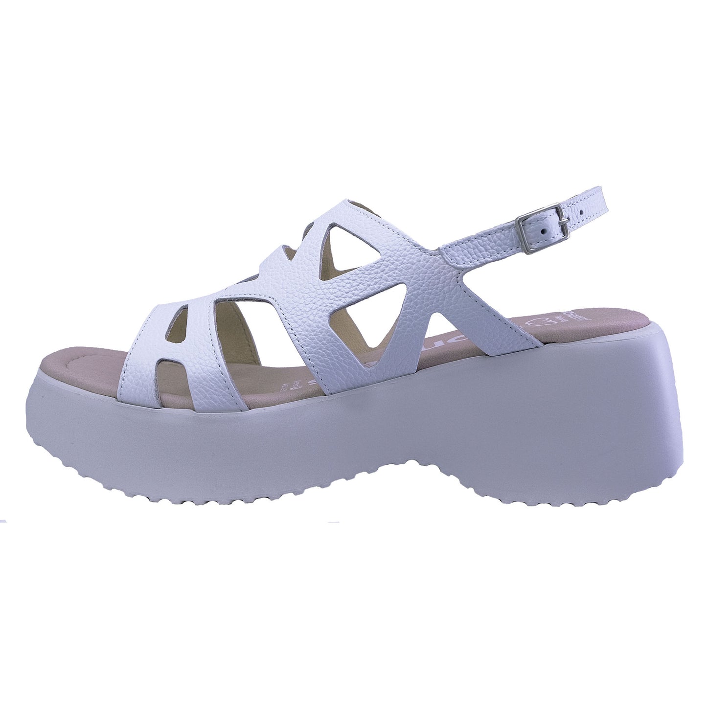 Wonders: Women's Platform Sandals White Leather D-9702
