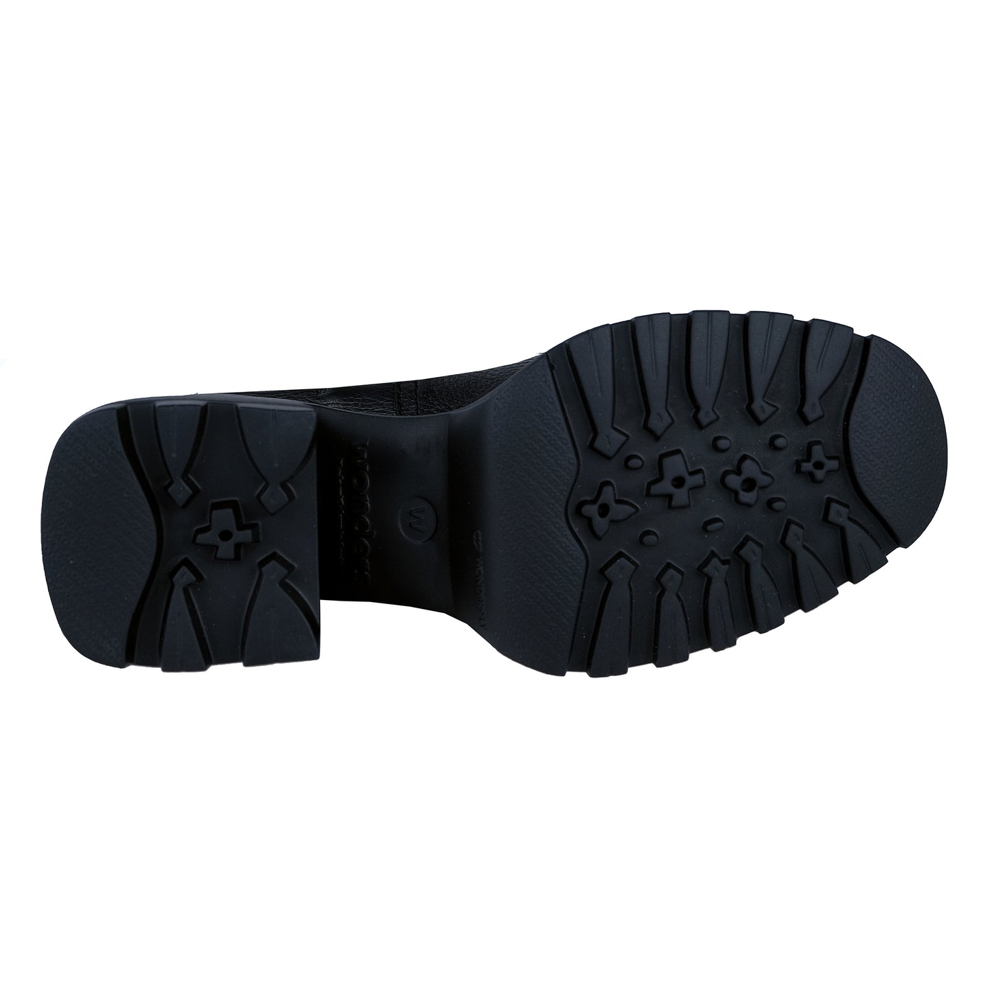 Wonders: Women's Black Leather Block Heel Boots G-6701