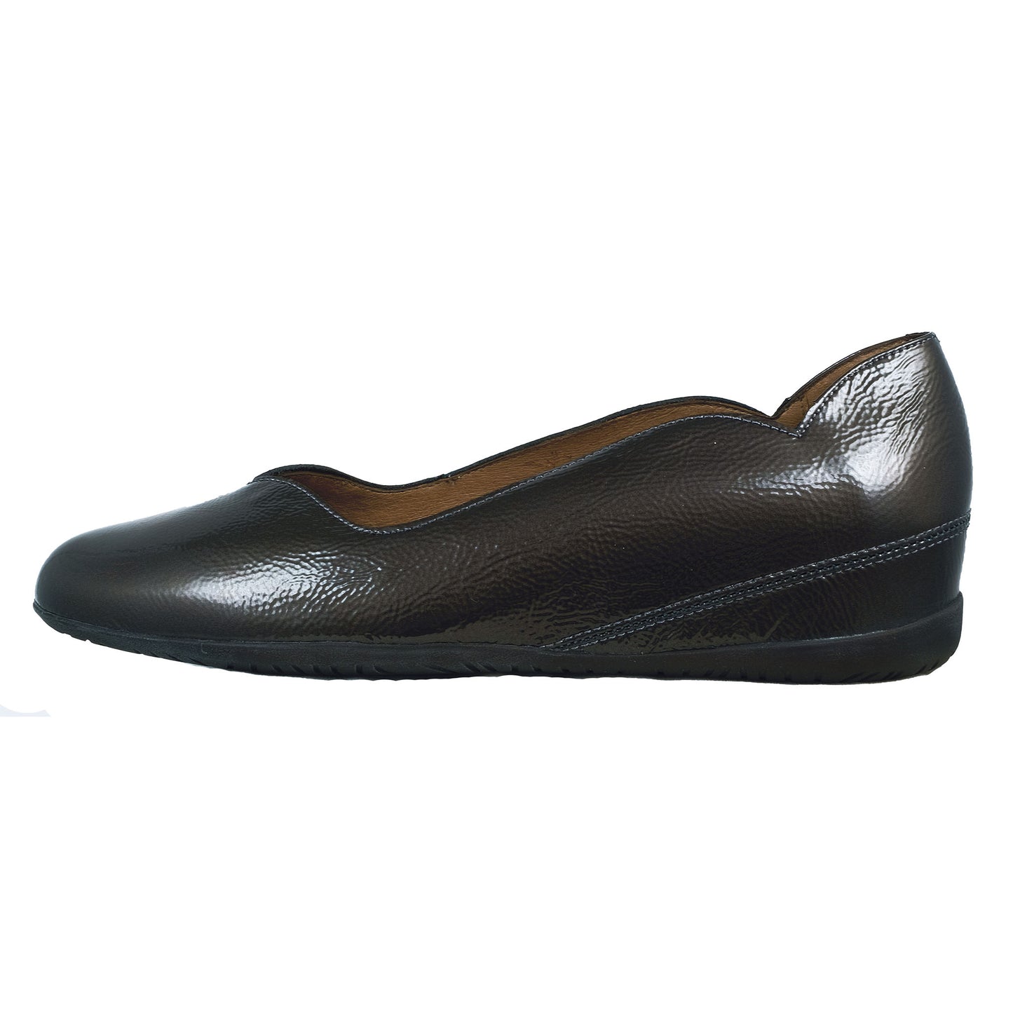 Wonders: Women's Grey Patent Leather Wedge Mary Janes A-1112