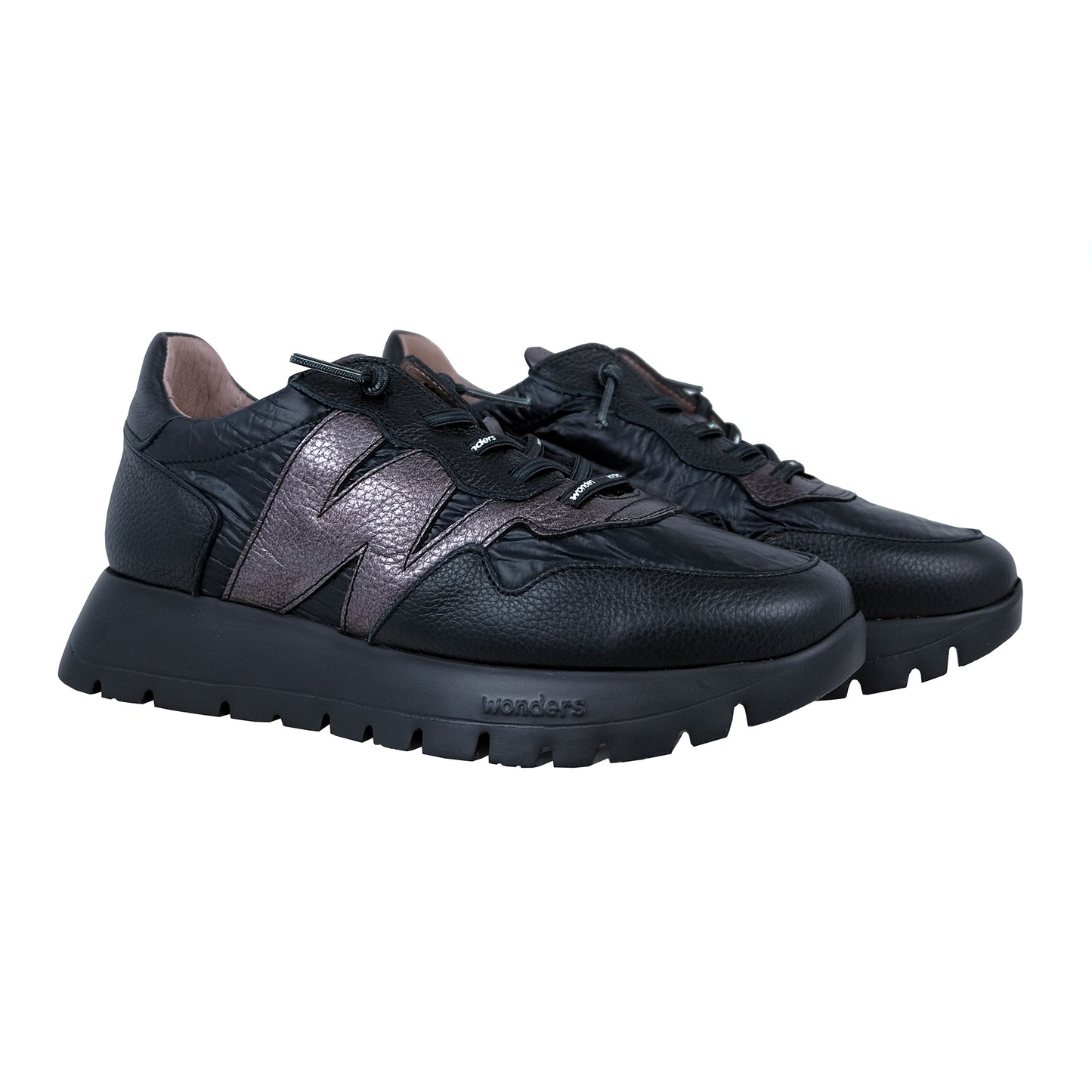 Wonders Odisei – Zapatillas Mujer Plataforma Negro: A-2491