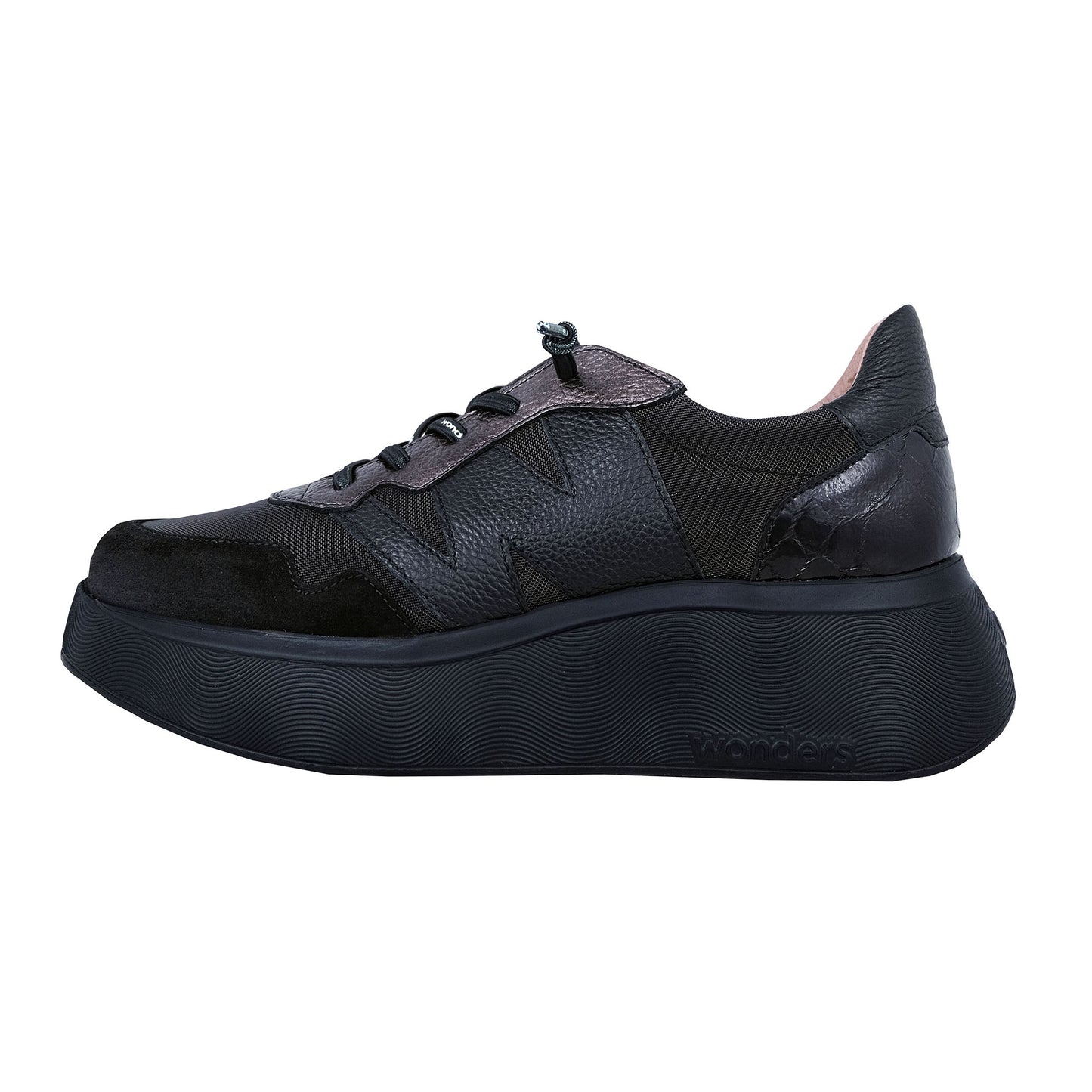 Wonders Roma – Zapatillas Plataforma Mujer Piel Negro: A-3631
