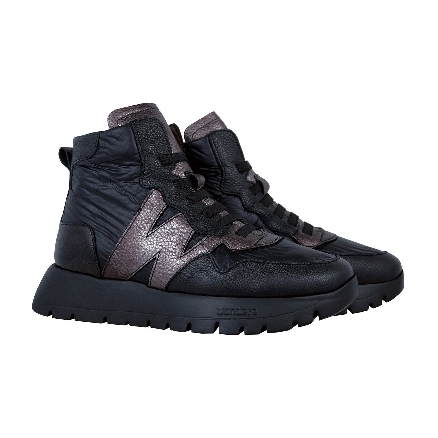 Wonders Odisei – Botines Plataforma Negro: A-2493