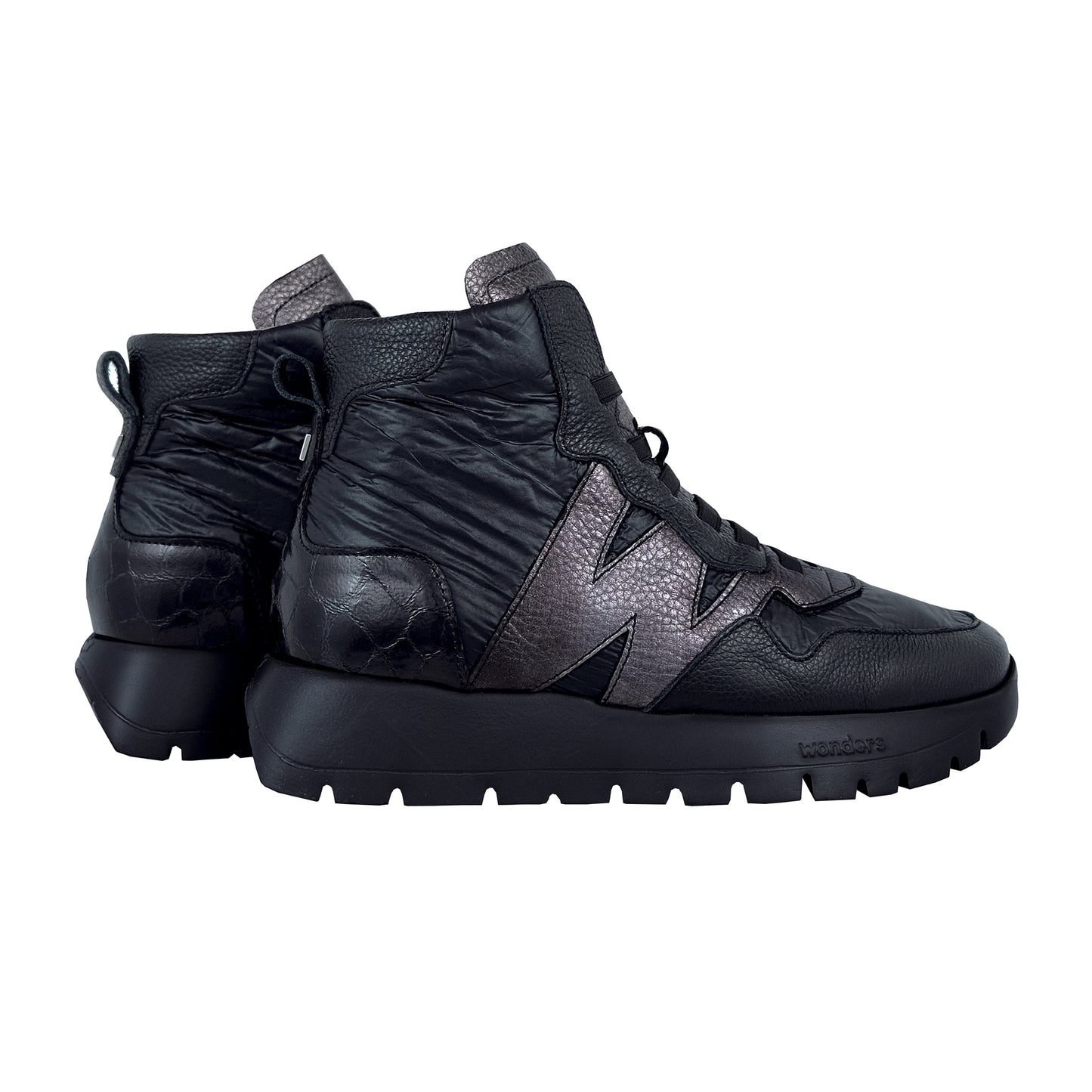 Wonders Odisei – Botines Plataforma Negro: A-2493