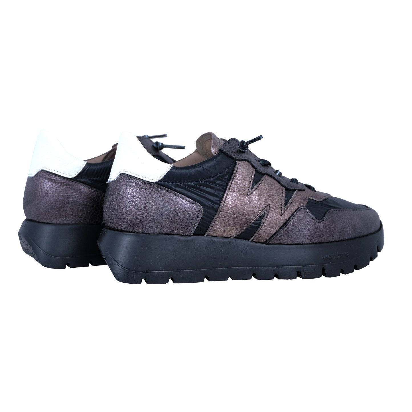 Wonders Odisei – Zapatillas Mujer Plataforma Negro/Plomo: A-2491