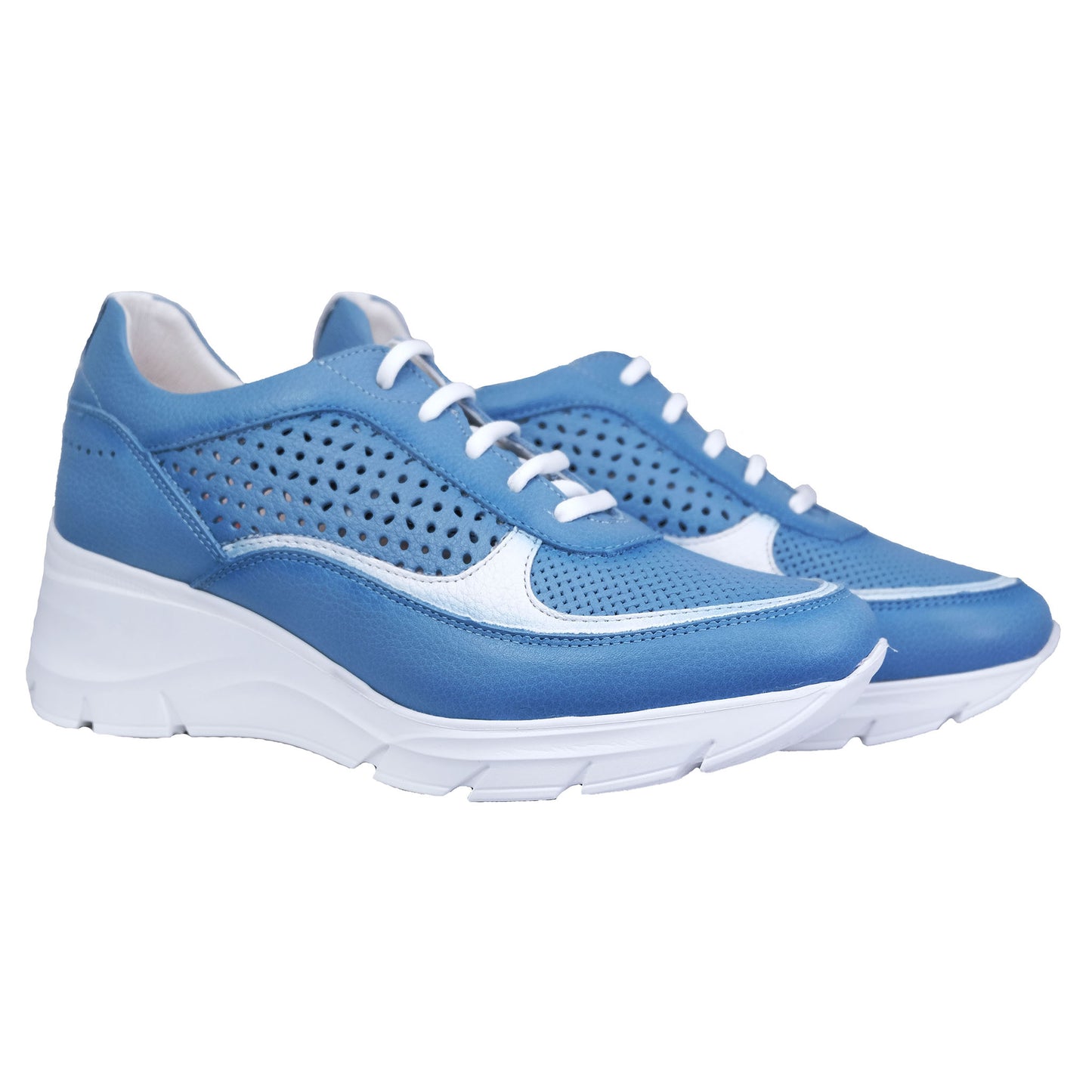 Fluchos Olas – Zapatos Mujer Cordones Cuña Azul: F1407