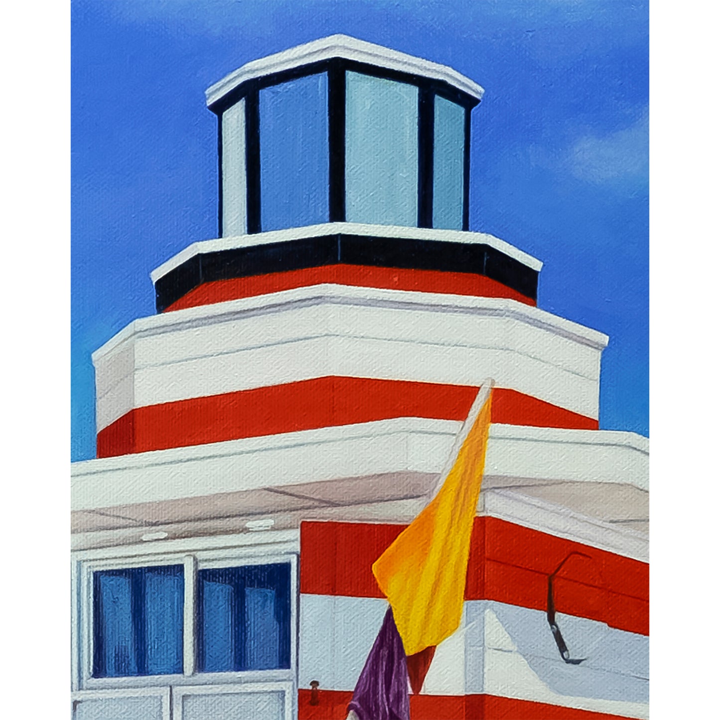 Anastasia Woron - Original Signed Oil Painting 2024: Miami Lifeguard Tower 81x65cm