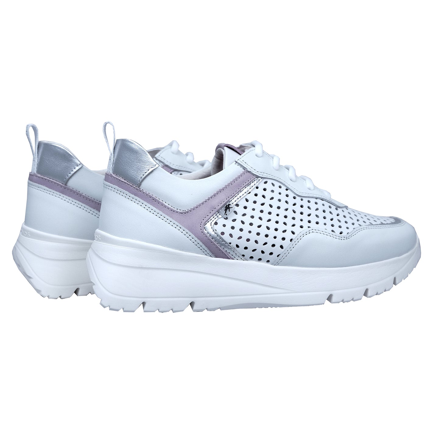 Fluchos Eira: Women's Lace-Up Sneakers in White Leather F1680