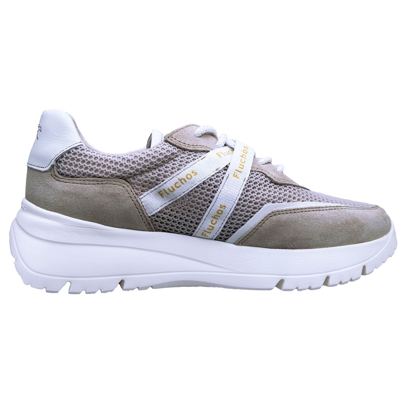 Fluchos Eira: Women's Lace-Up Sneakers in Beige Leather F1683