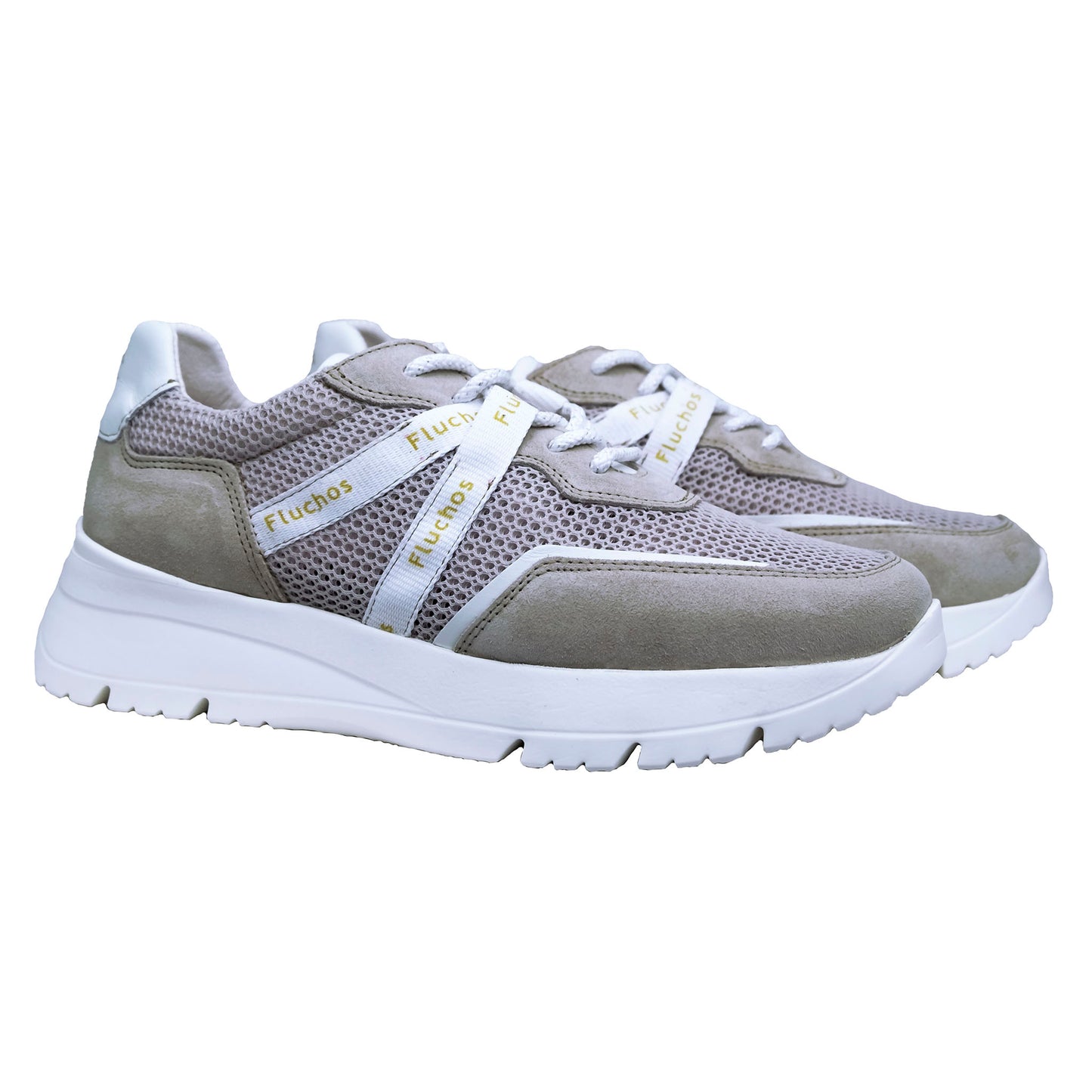 Fluchos Eira: Women's Lace-Up Sneakers in Beige Leather F1683