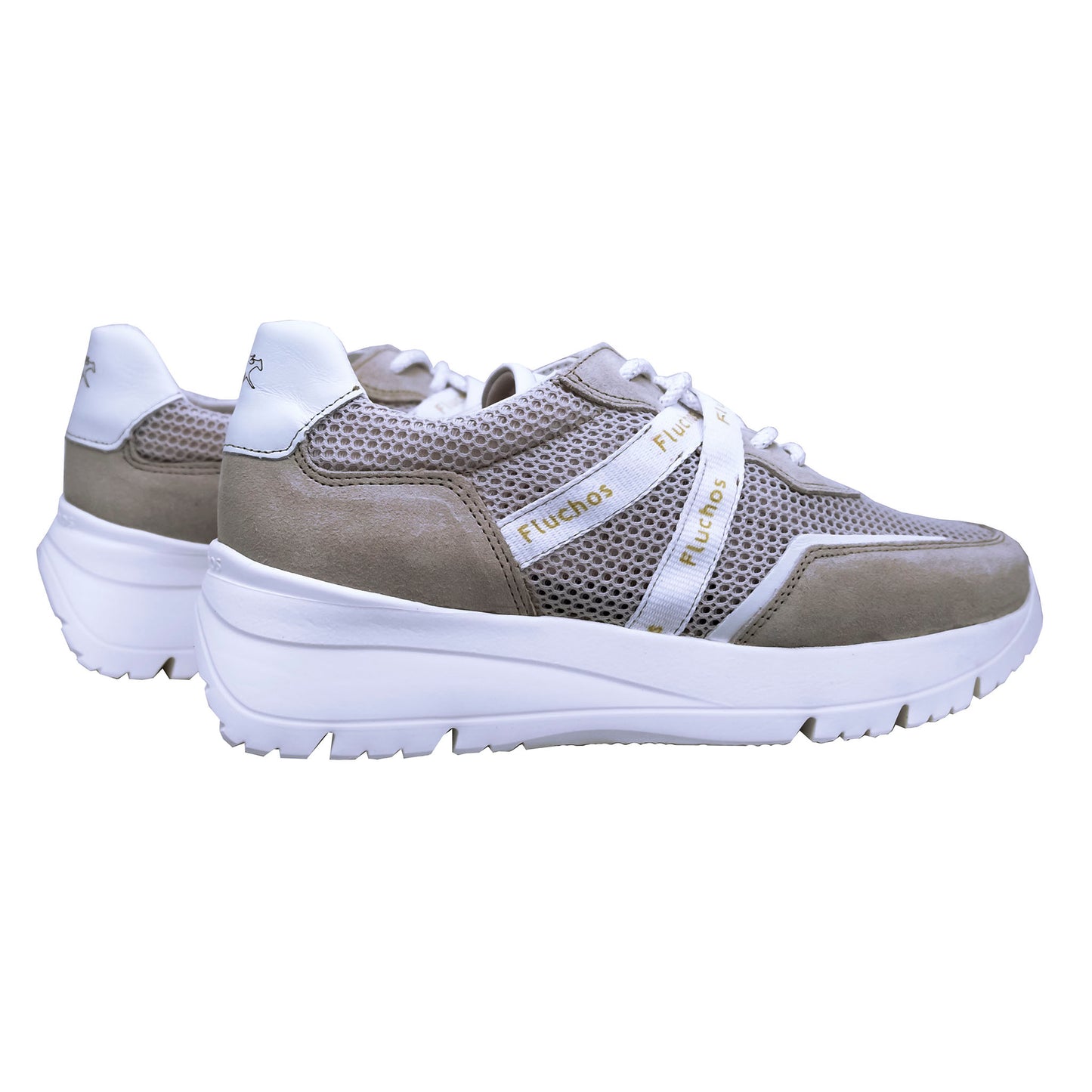 Fluchos Eira: Women's Lace-Up Sneakers in Beige Leather F1683