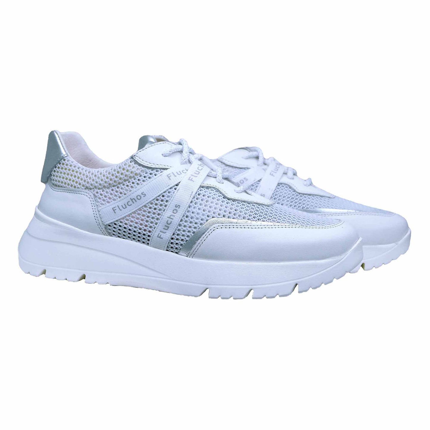 Fluchos Eira: Women's Lace-Up Sneakers in White Leather F1683