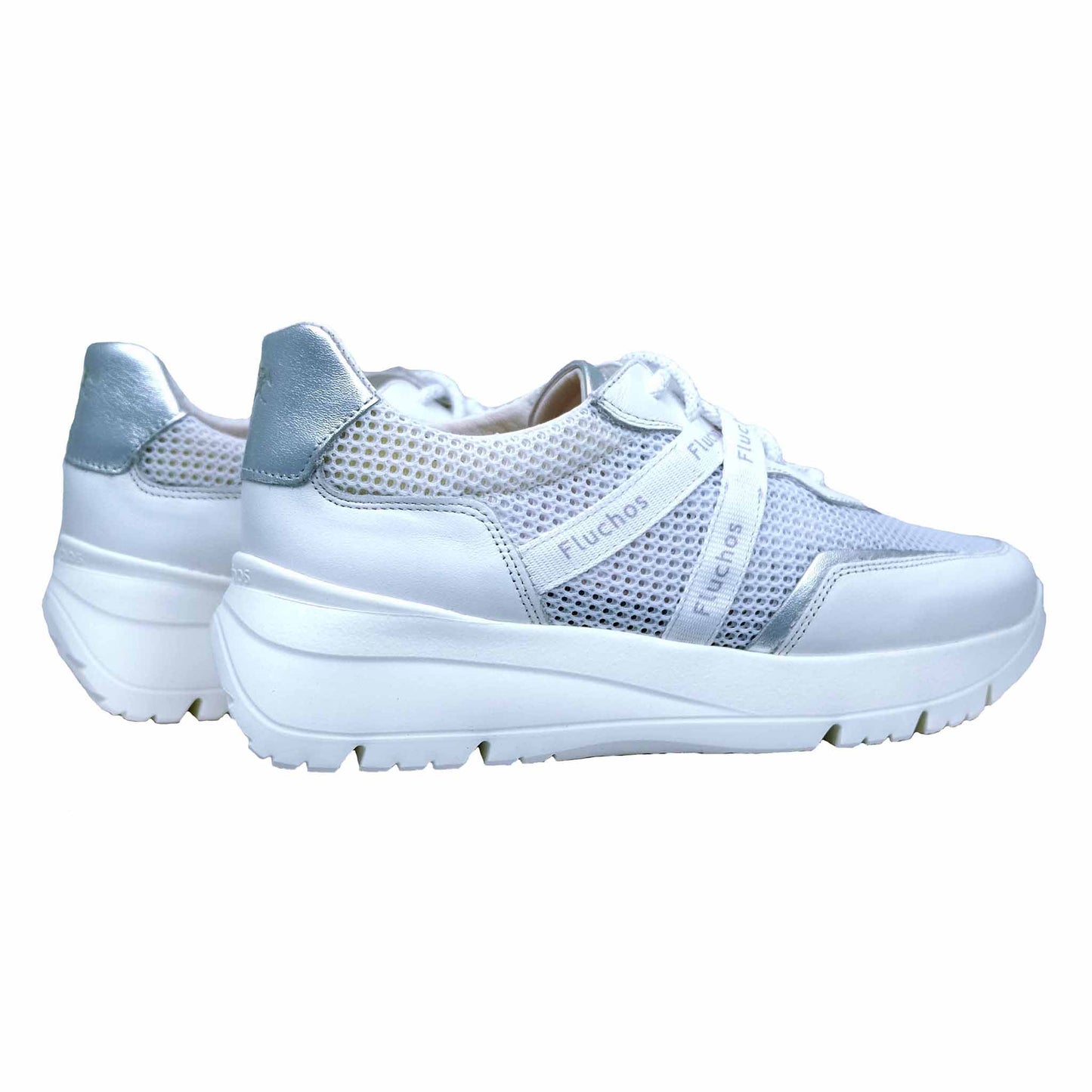Fluchos Eira: Women's Lace-Up Sneakers in White Leather F1683