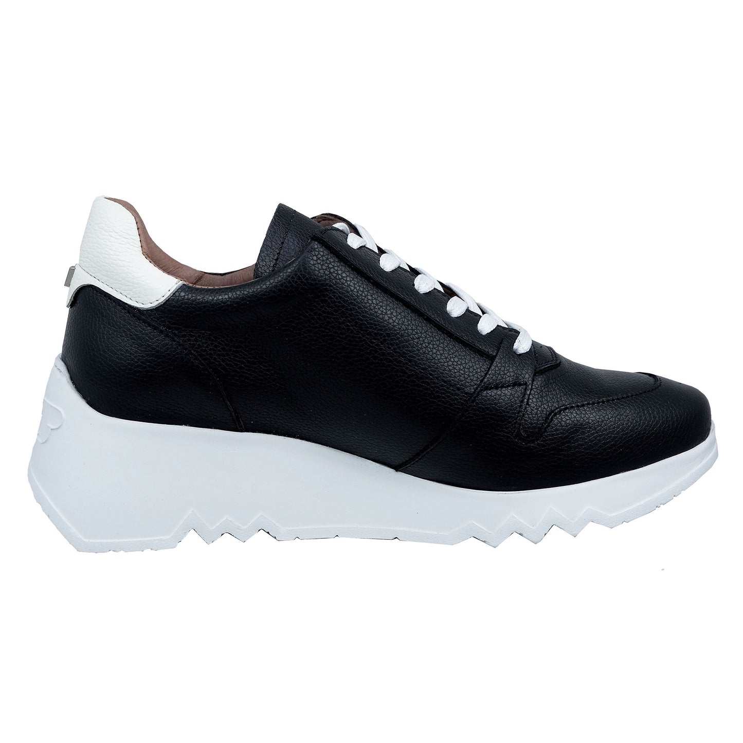 Wonders Wild: Women's Black Leather Sneakers E-6713