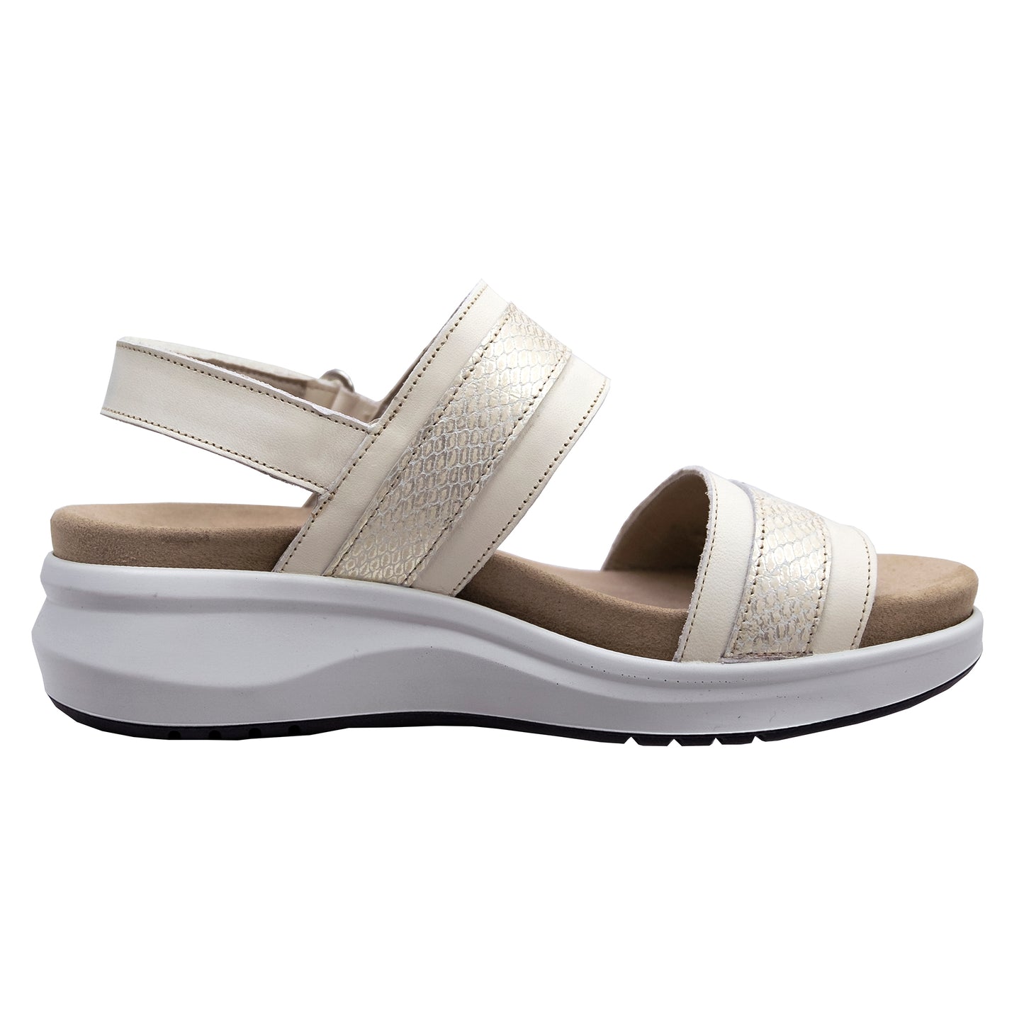Fluchos Yagon: Women's Sandals with Removable Insoles in Beige Leather F1650