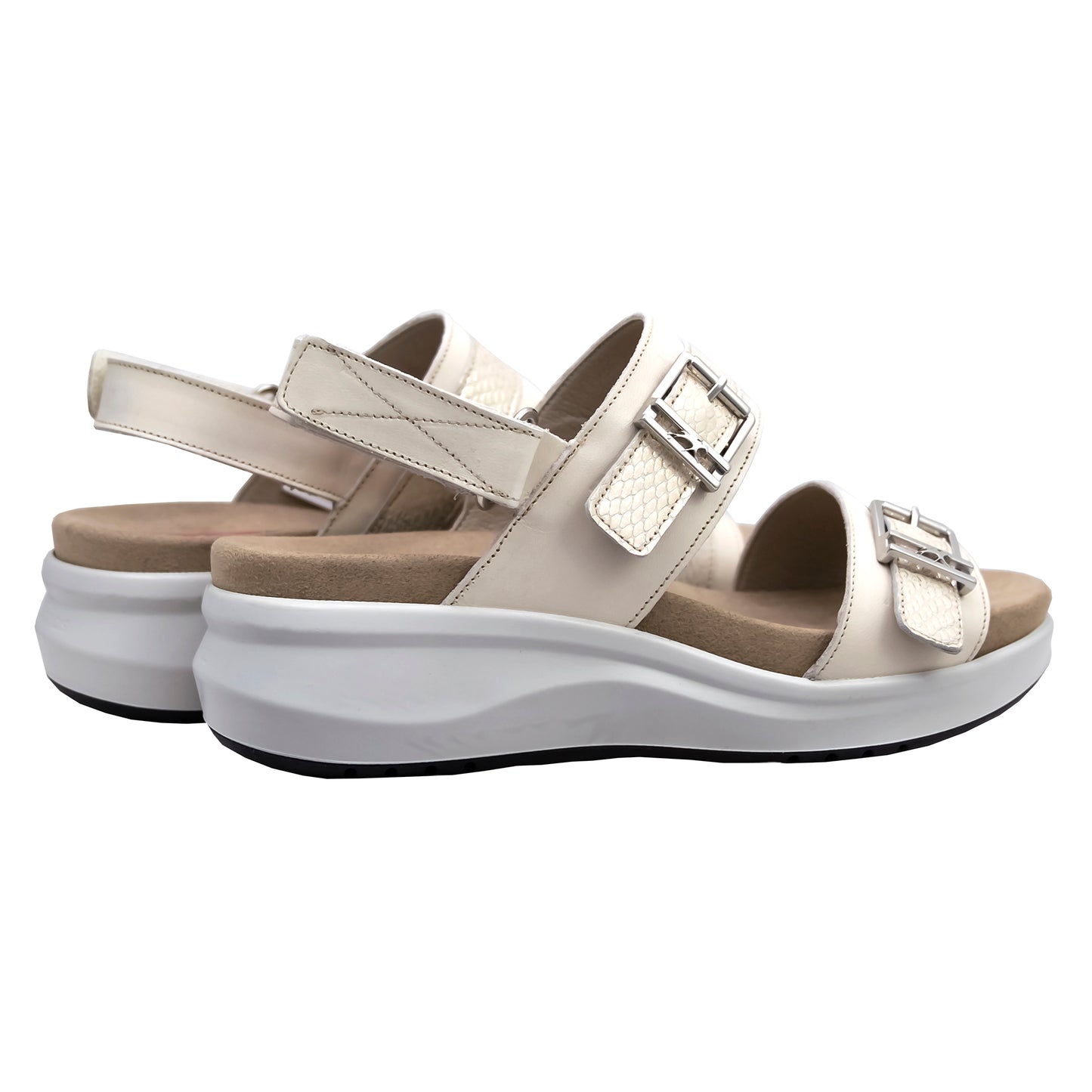 Fluchos Yagon: Women's Sandals with Removable Insoles in Beige Leather F1650