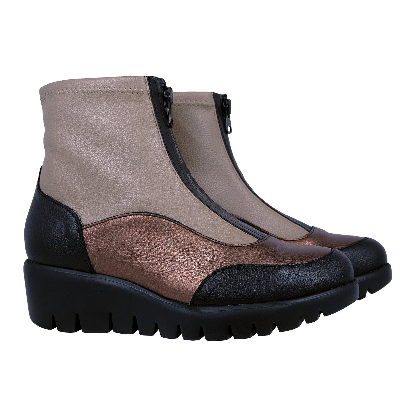 Wonders Sacha: Women's Leather Ankle Boots with Platform C-33302