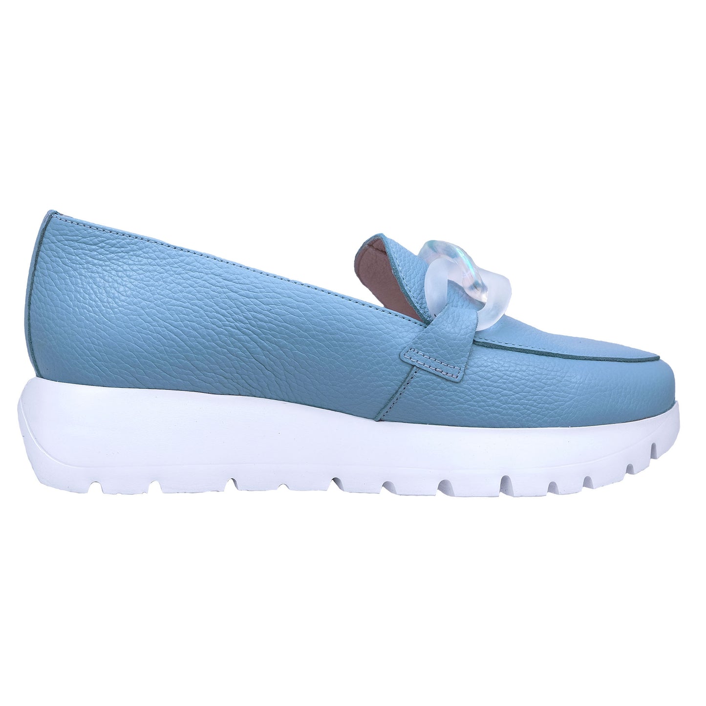 Wonders Rose: Women's Leather Platform Moccasin Blue A-2444