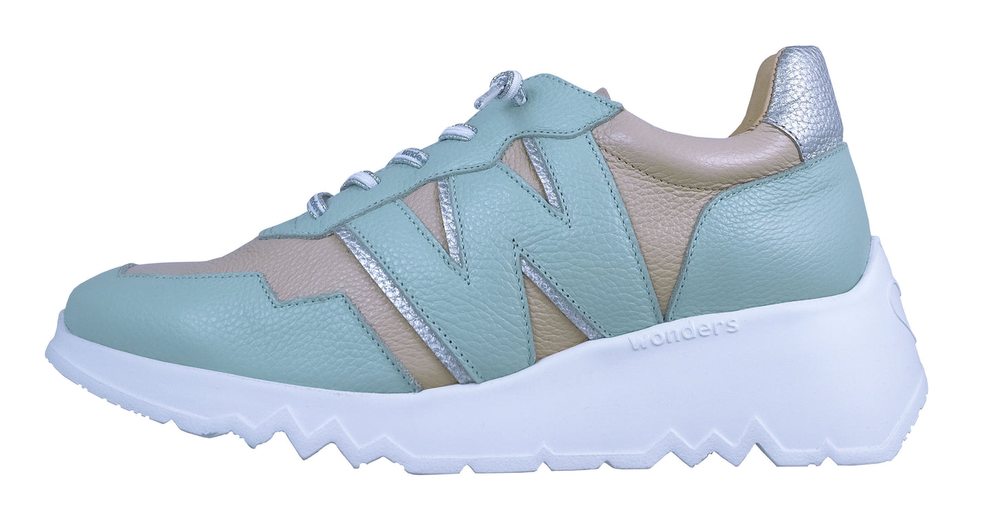 Wonders Kyoto: Women's Lightweight Blue Leather Sneakers E-6741