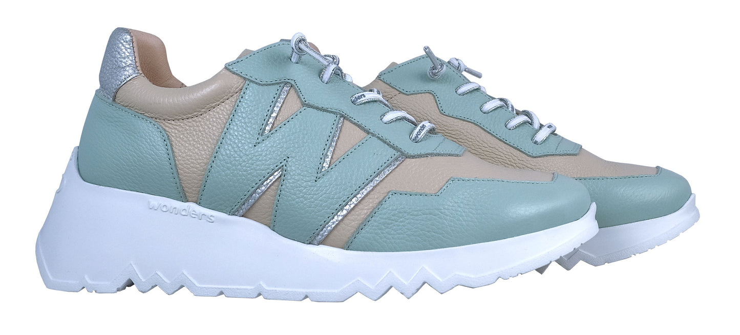 Wonders Kyoto: Women's Lightweight Blue Leather Sneakers E-6741