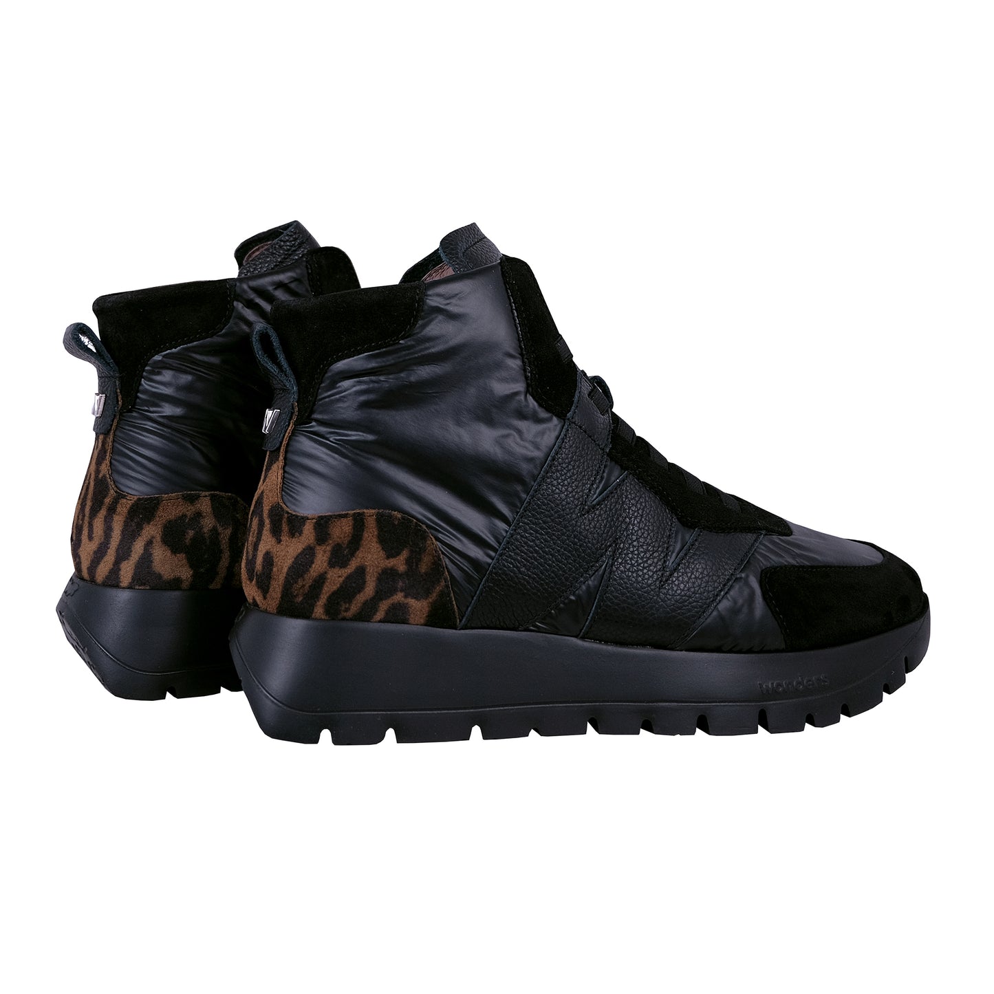 Bottines à plateforme Wonders England pour femme, noires A-2471