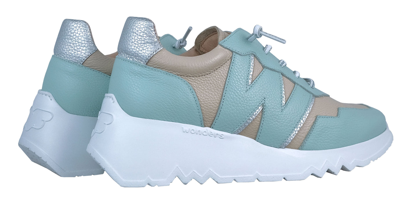 Wonders Kyoto: Women's Lightweight Blue Leather Sneakers E-6741