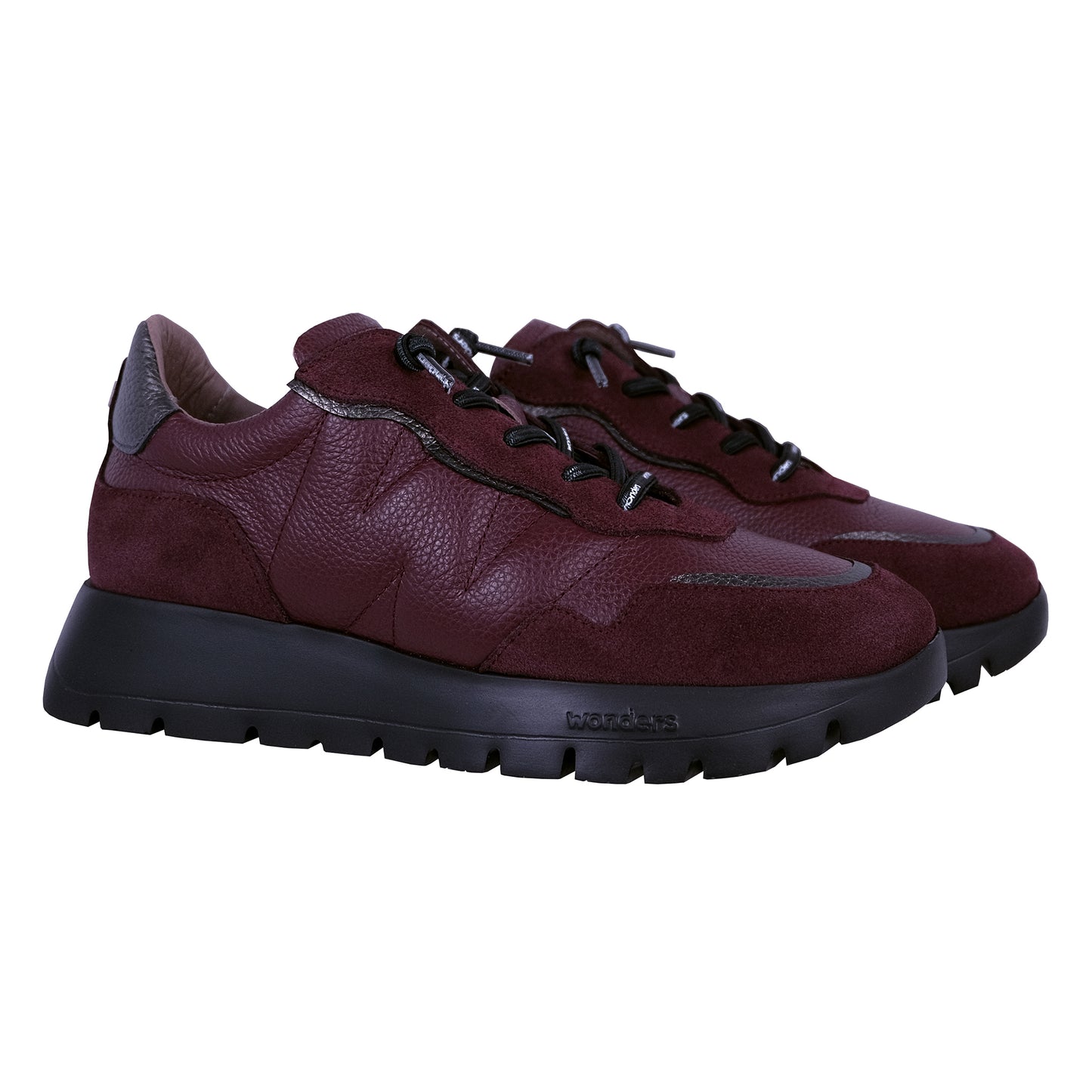 Wonders Supra: Women's Burgundy Leather Sneakers A-2473