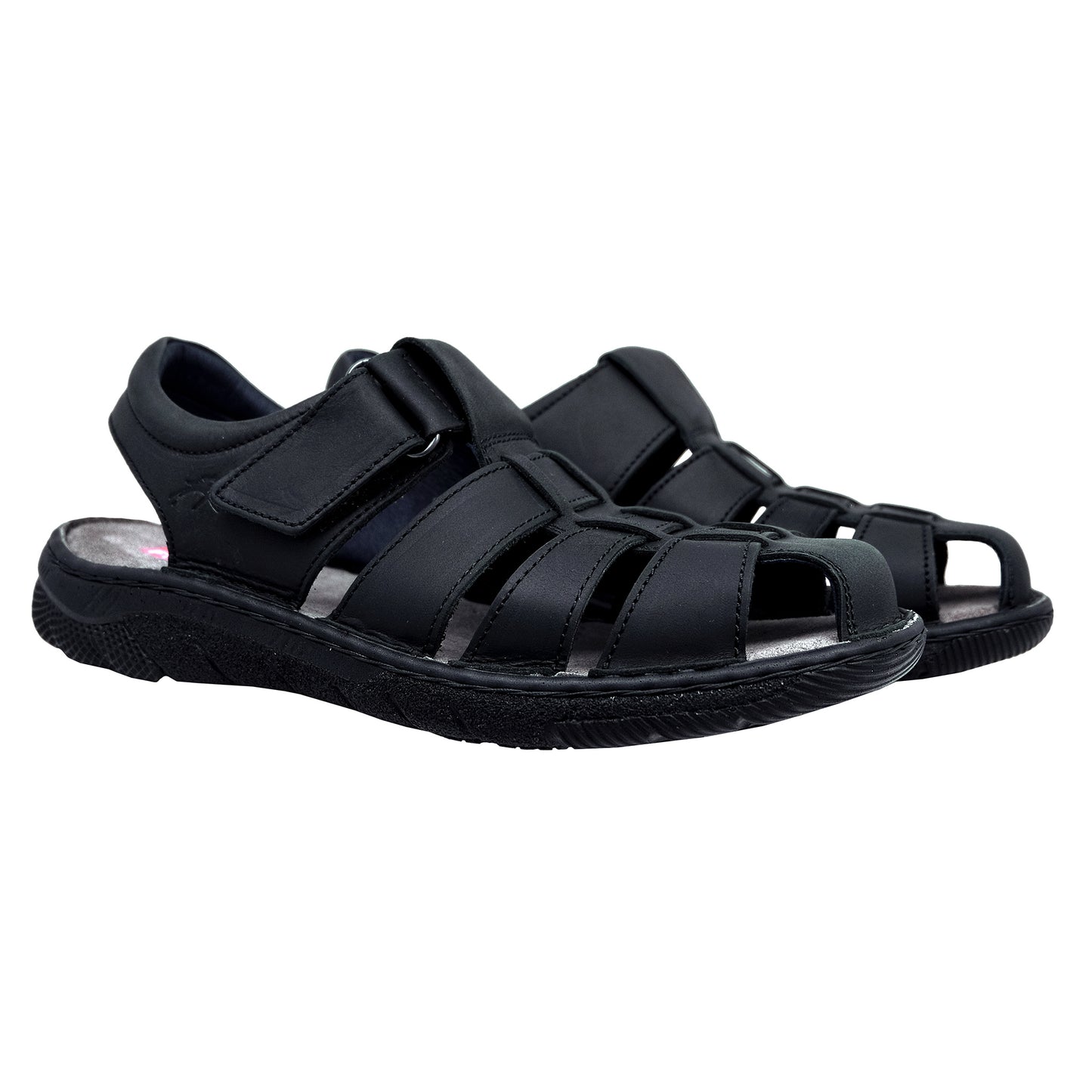 Fluchos Keops: Men's Black Leather Sandals F1754