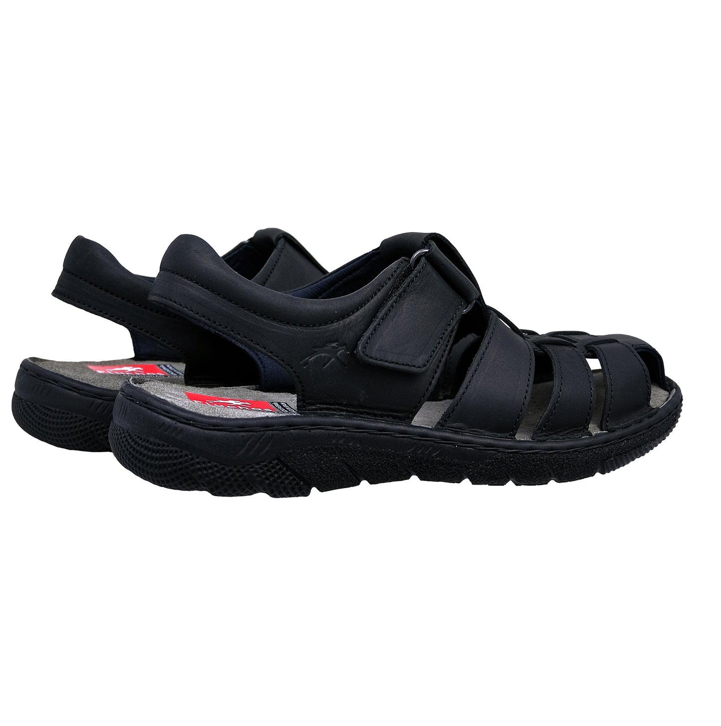Fluchos Keops: Men's Black Leather Sandals F1754
