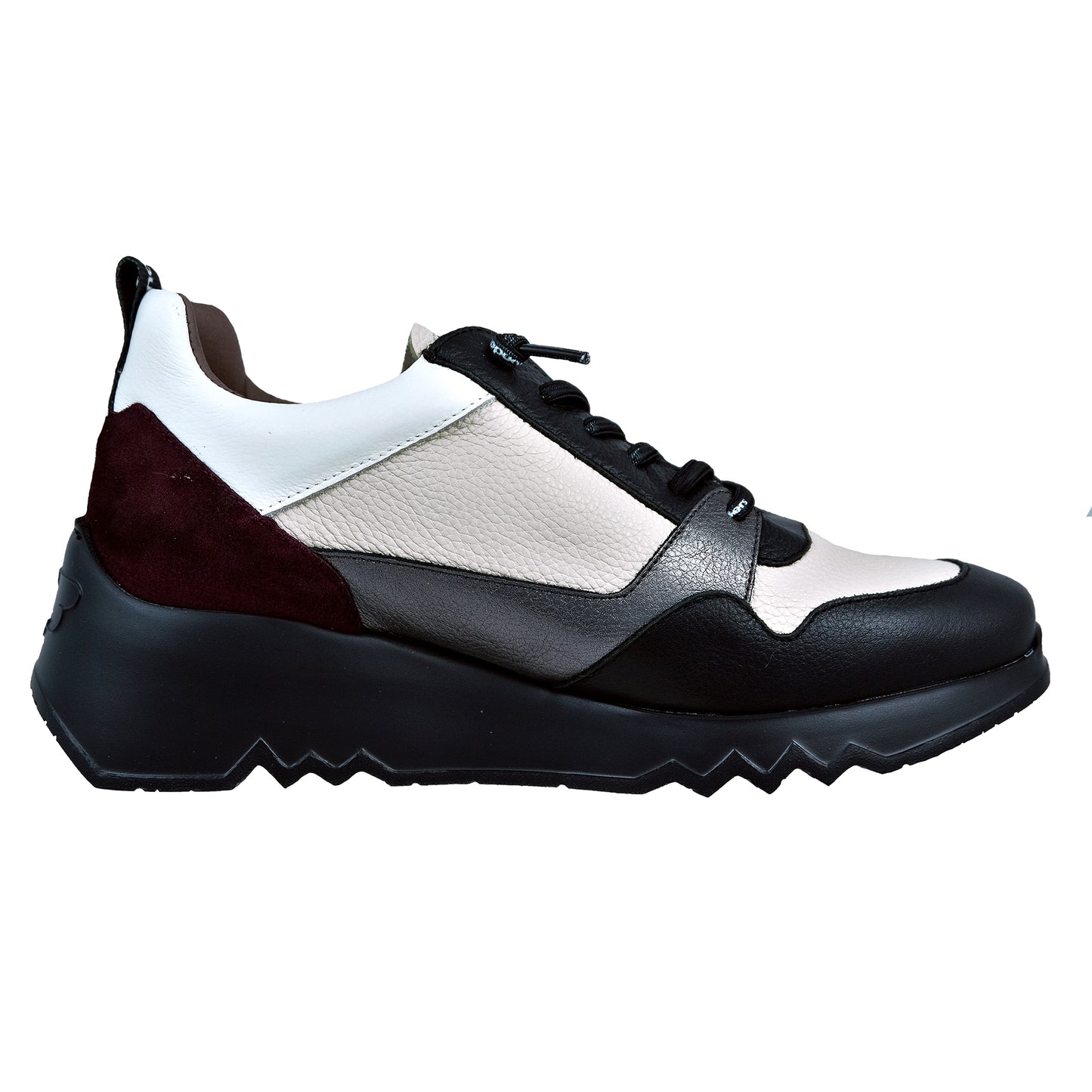 Wonders Suki: Casual Wedge Shoes Leather Lightweight Black Multicolor E-6730