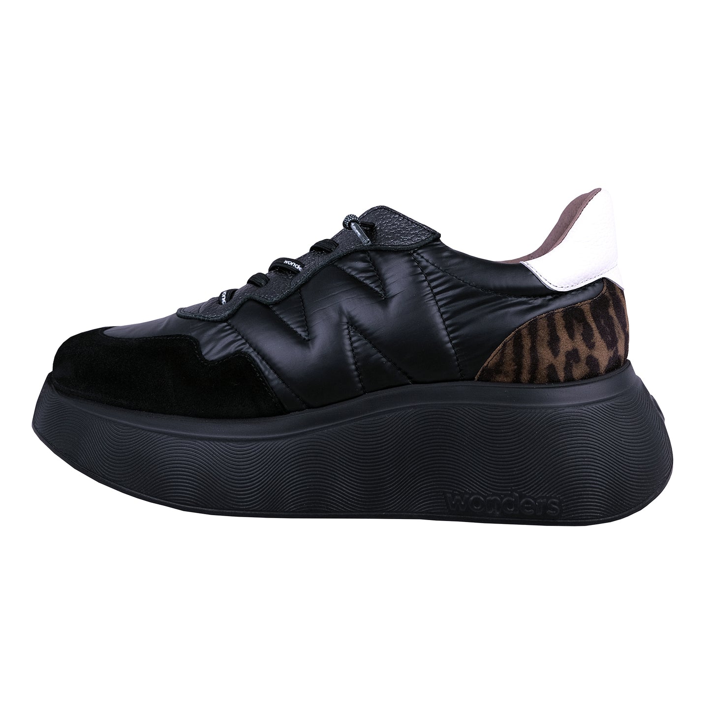 Wonders Roma: Women's Platform Shoes Black Leather A-3610