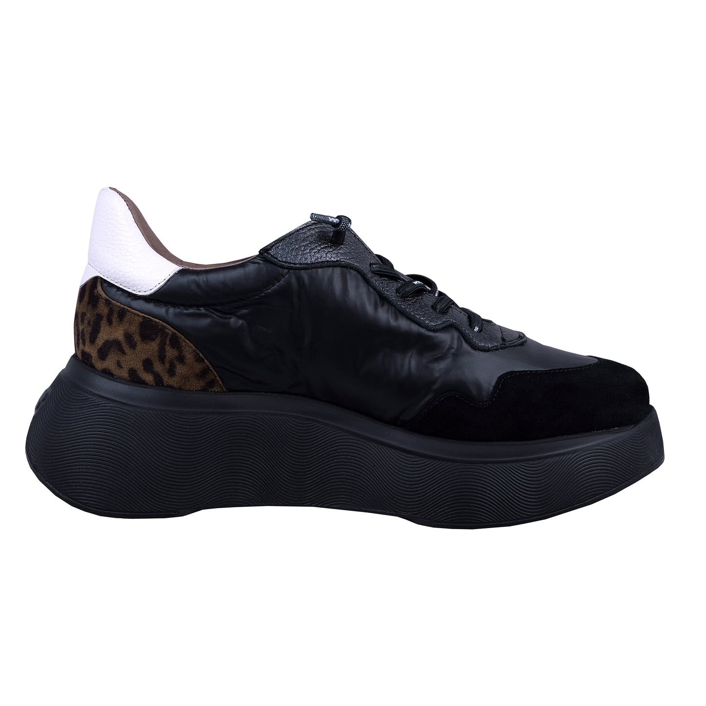 Wonders Roma: Women's Platform Shoes Black Leather A-3610