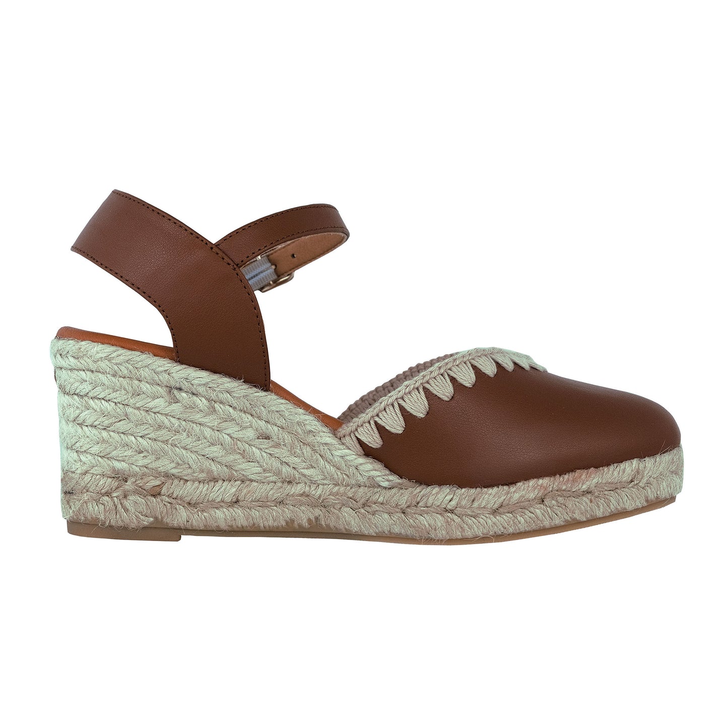 Wonders Malibu : Espadrilles à plateforme pour femme en cuir marron YD-SI612