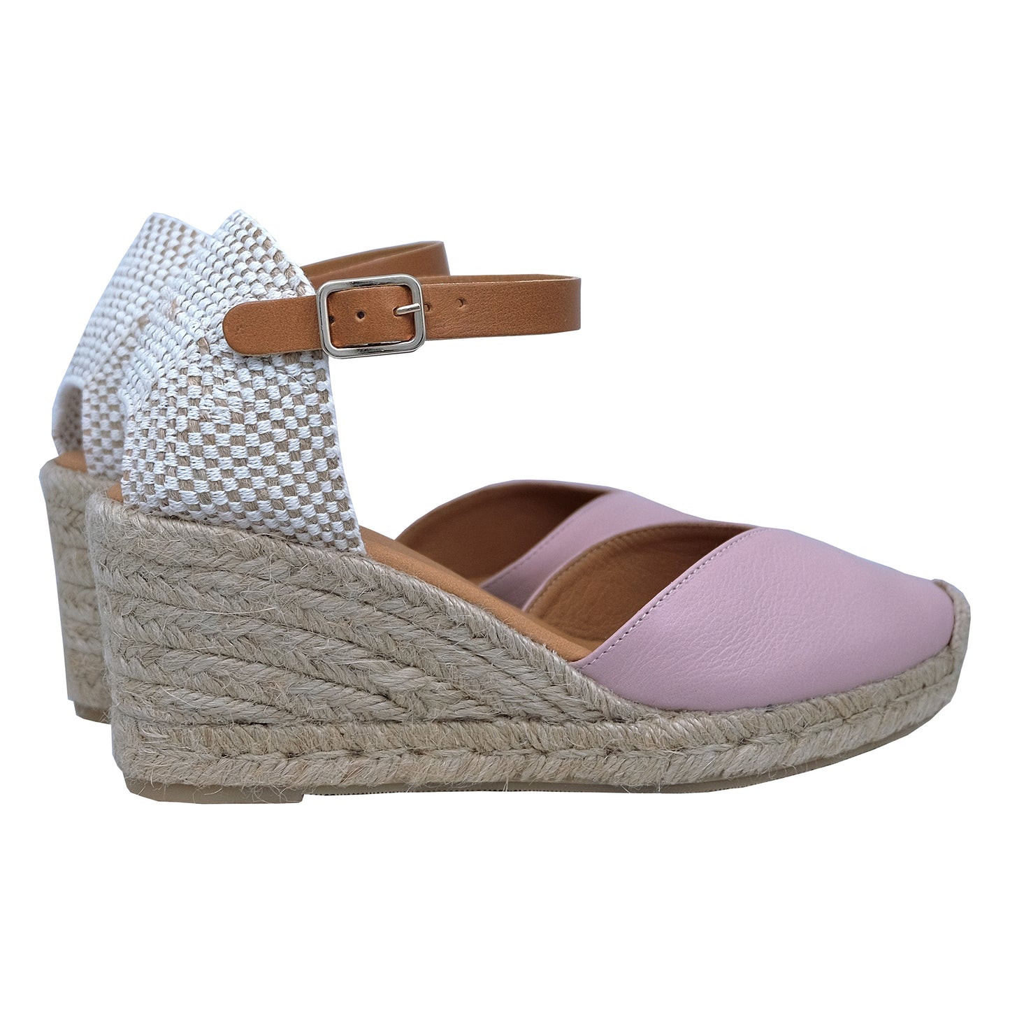 Wonders Lis: Women's Pink Leather Platform Espadrilles - Elegance and Comfort YD-SI9