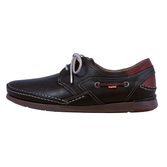 Fluchos Mariner : Chaussures bateau pour homme en cuir noir 9884