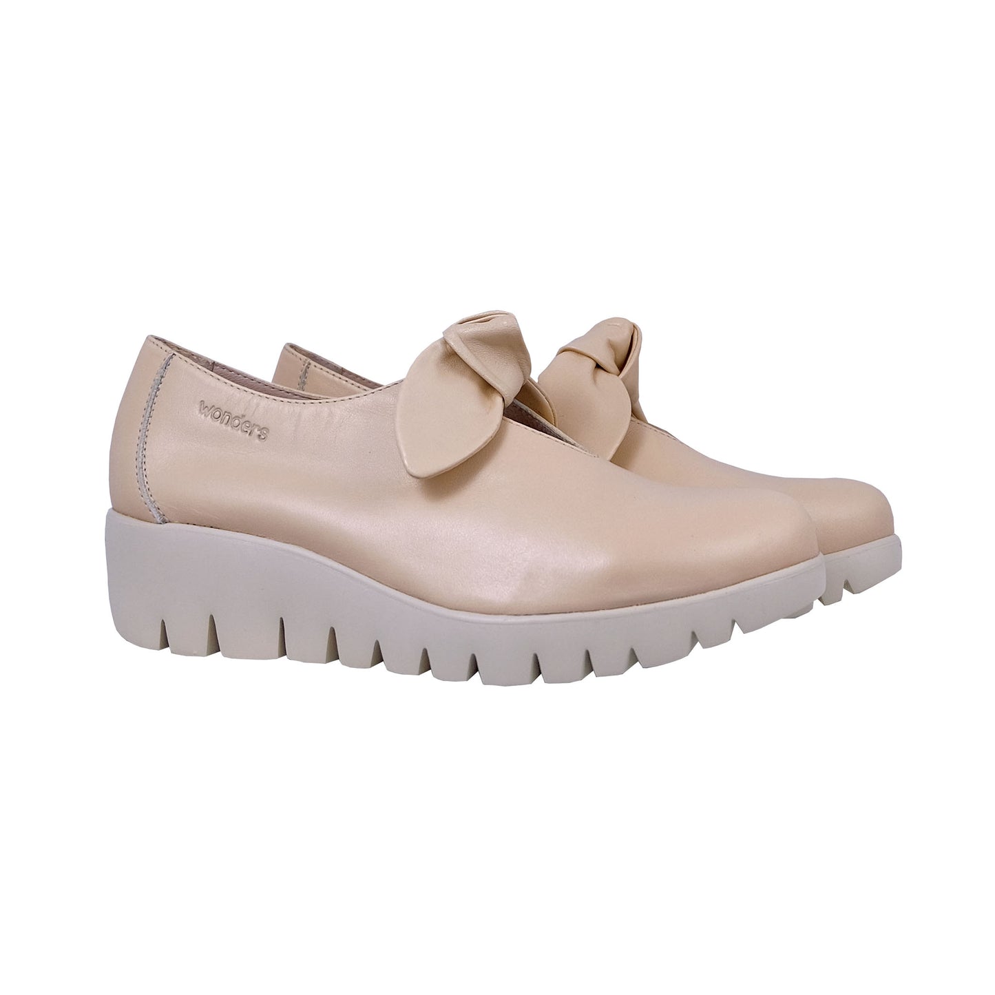 Wonders Sauvag: Beige Leather Wedge for Women C-33159