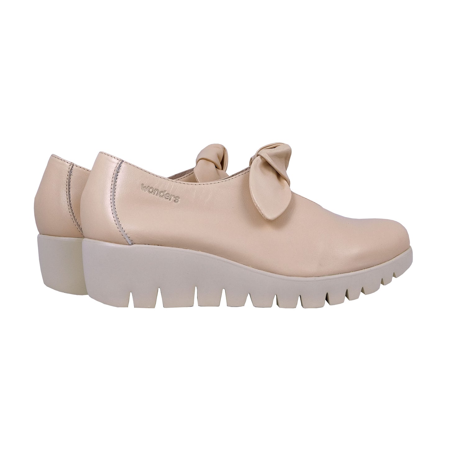 Wonders Sauvag: Beige Leather Wedge for Women C-33159