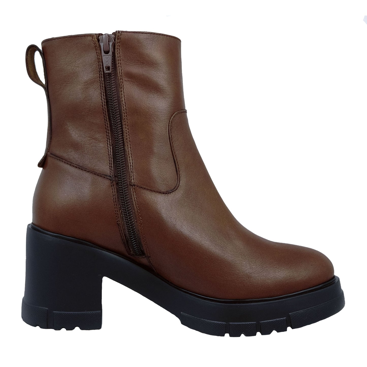 Wonders Wonderdry : Bottes à talons en cuir marron imperméables pour femme H-4434