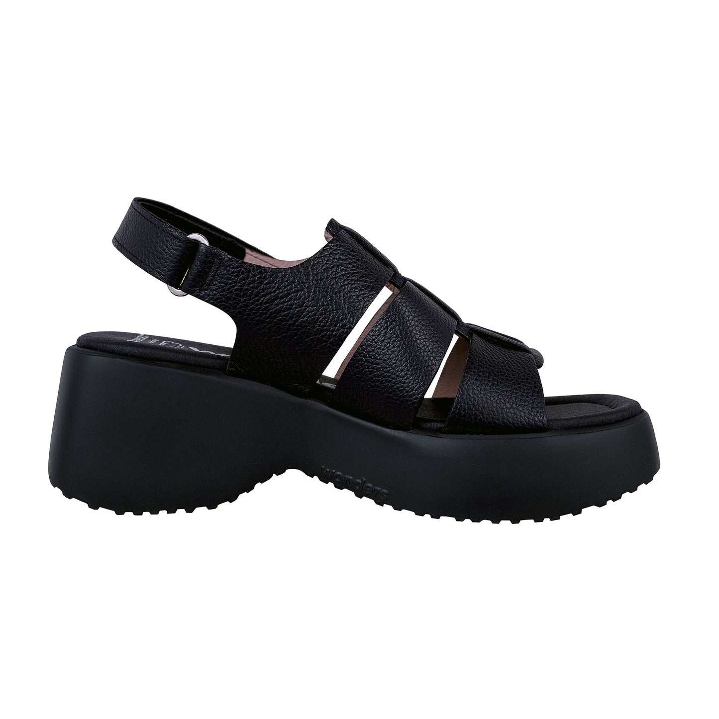 Wonders Nora: Black Platform Sandal D-9724