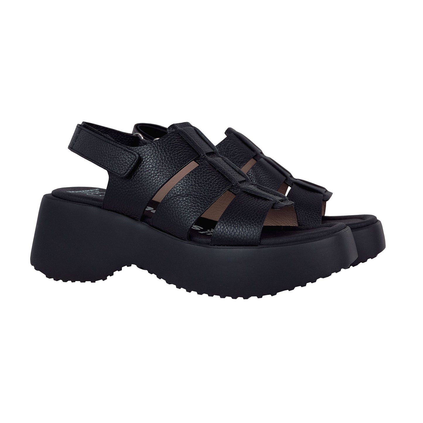 Wonders Nora: Black Platform Sandal D-9724