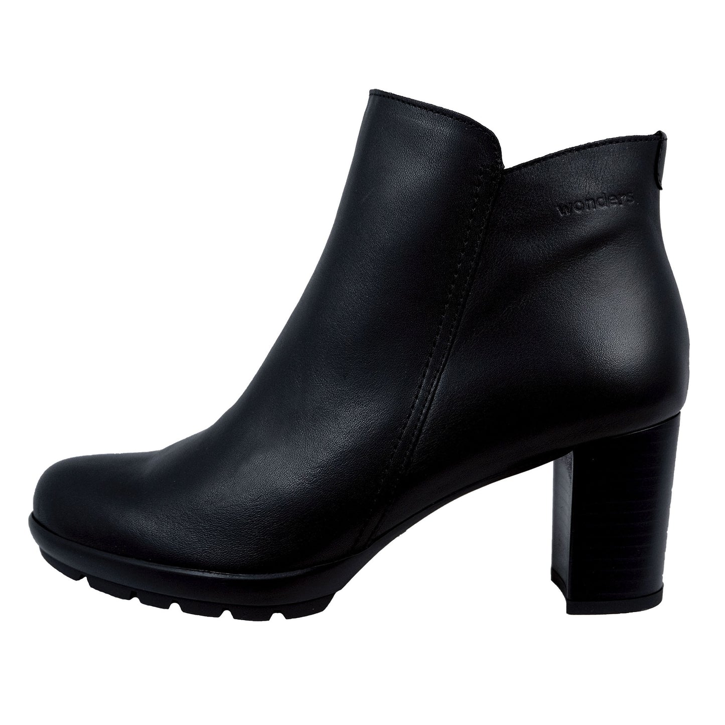 Wonders : Bottines à talons en cuir noir pour femme I-6707