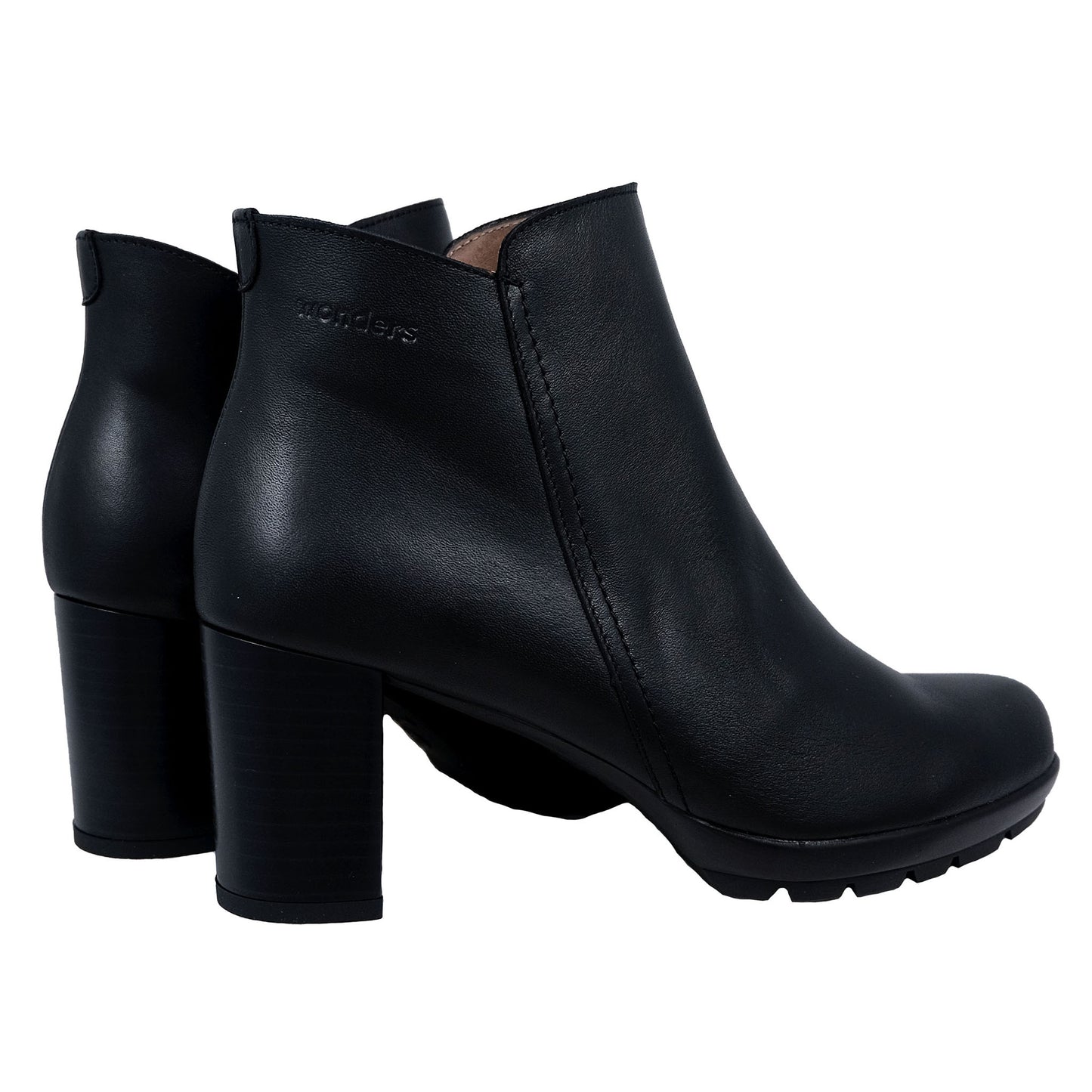 Wonders : Bottines à talons en cuir noir pour femme I-6707