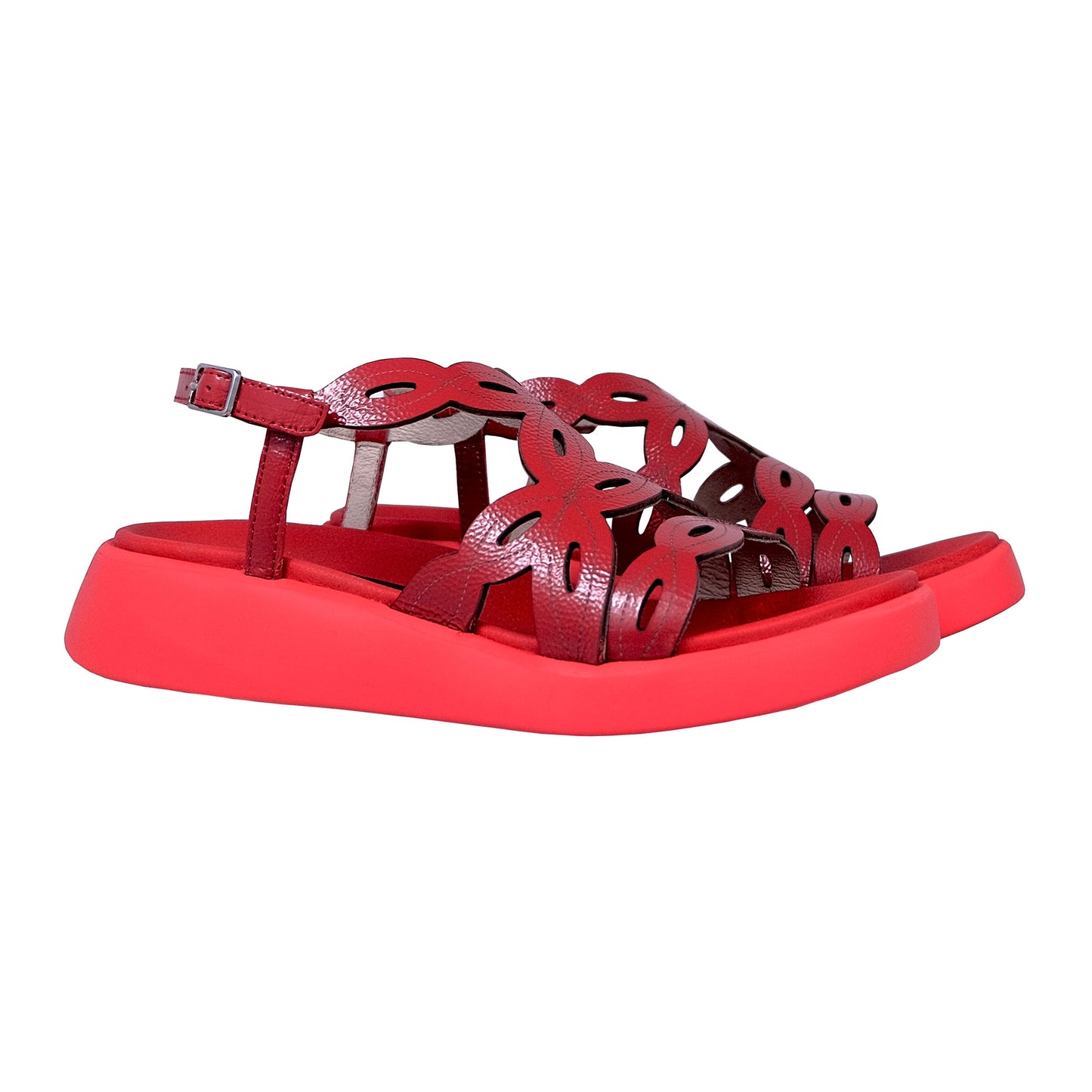 Wonders Darya: Red Flat Sandals C-6542
