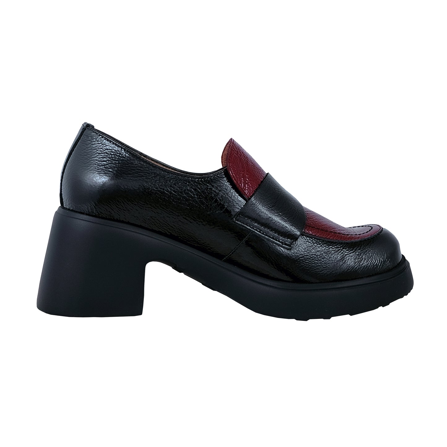Wonders Flytres – Mocasín Tacón Mujer Negro Charol: E-7121