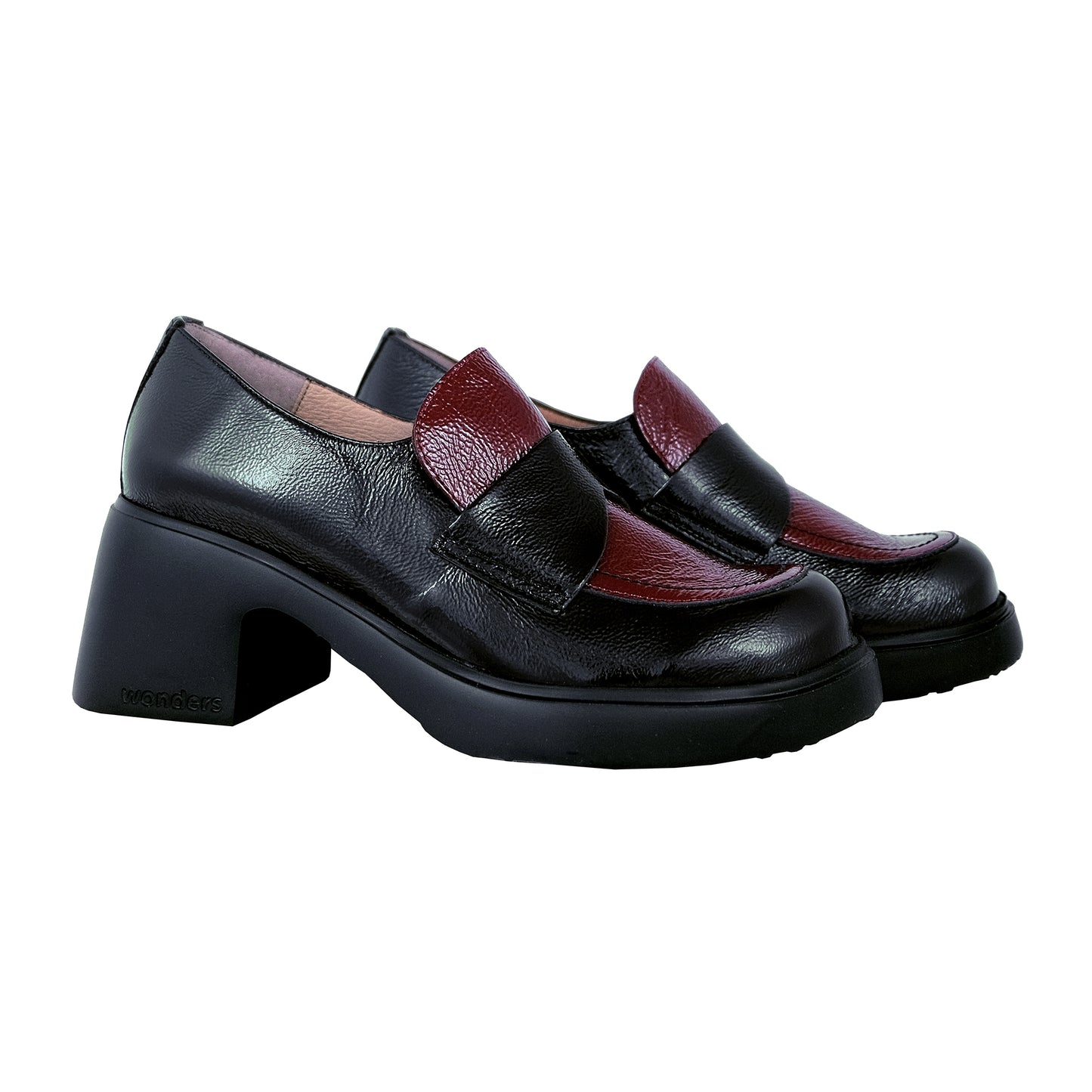 Wonders Flytres – Mocasín Tacón Mujer Negro Charol: E-7121