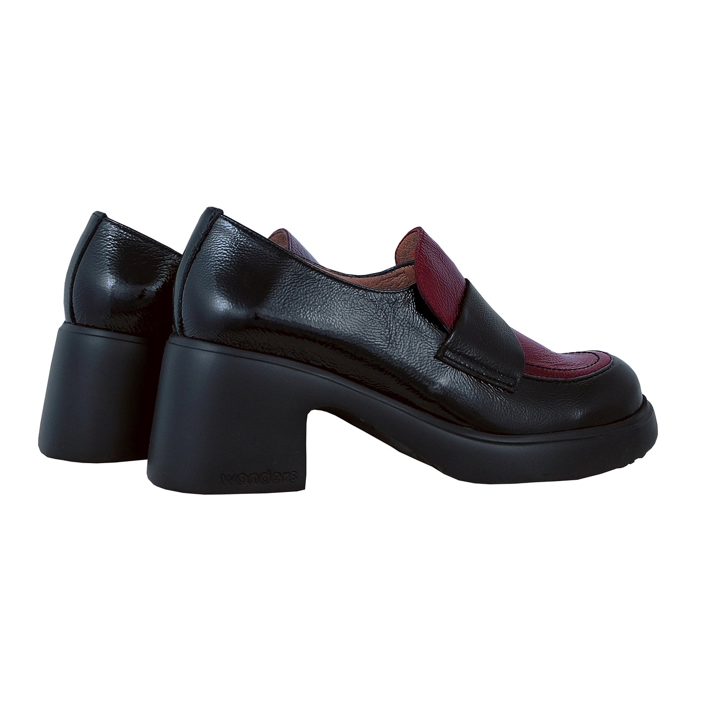 Wonders Flytres – Mocasín Tacón Mujer Negro Charol: E-7121